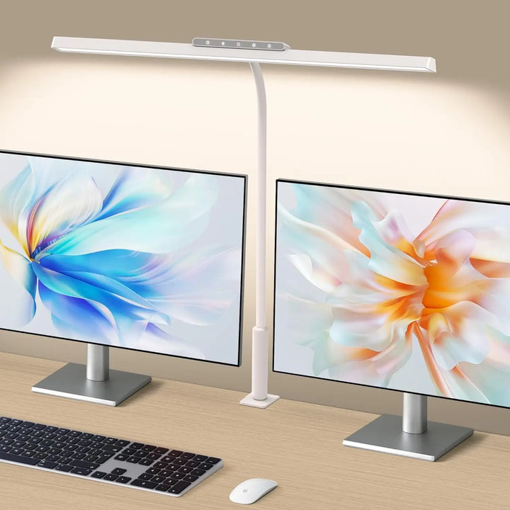 BowLift | Lumavue LED Desk Lamp with Clamp | Extra Wide Illumination | Stepless Dimmable & Adjustable Color Temperature | For Home Office & Screen Workstation