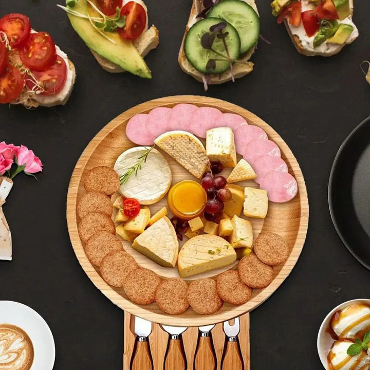 BowLift | CheeseMate – Round Bamboo Cheese Board