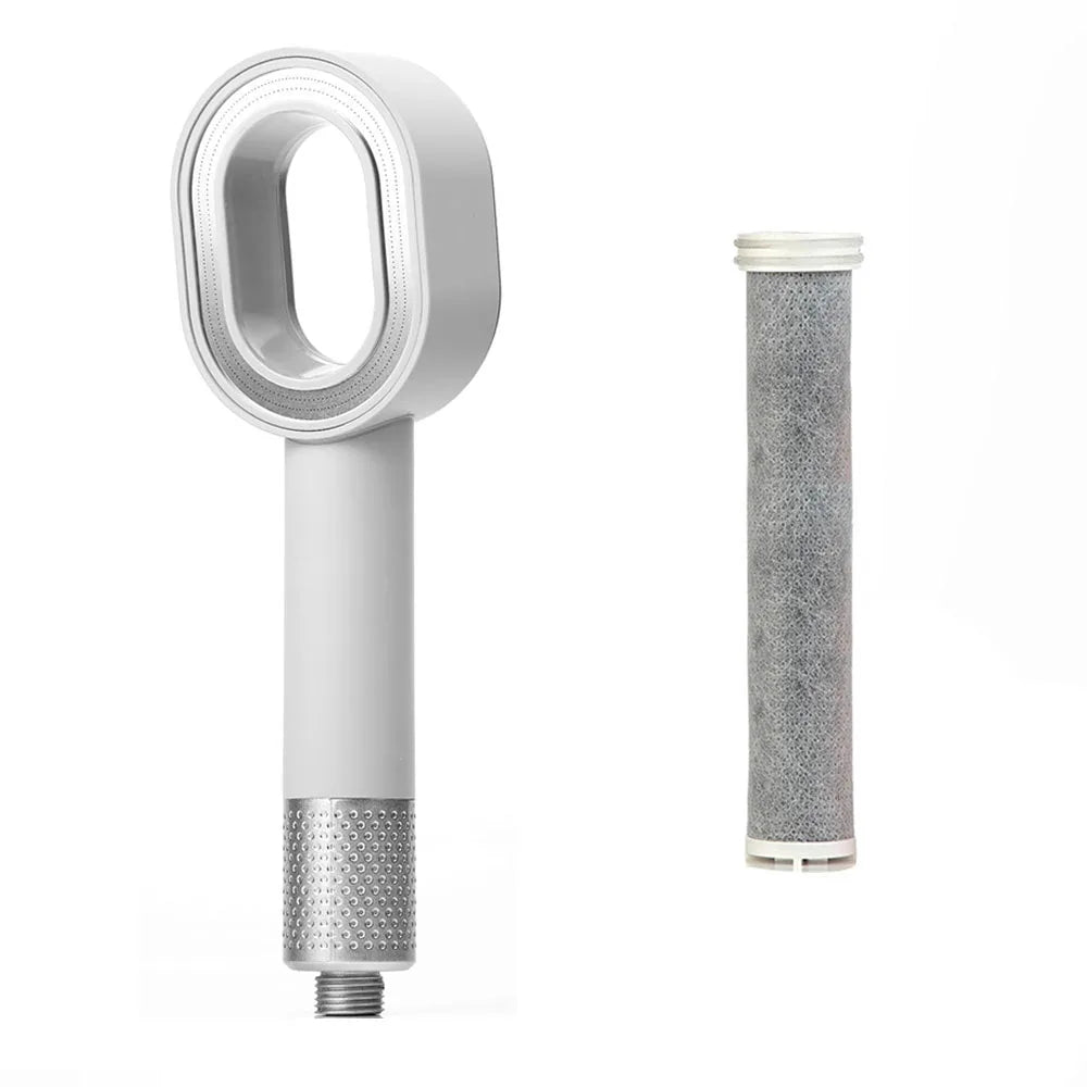 AquaGlow Beauty Filter Showerhead – High pressure, water-saving and purified showering – round handheld model Bowlift