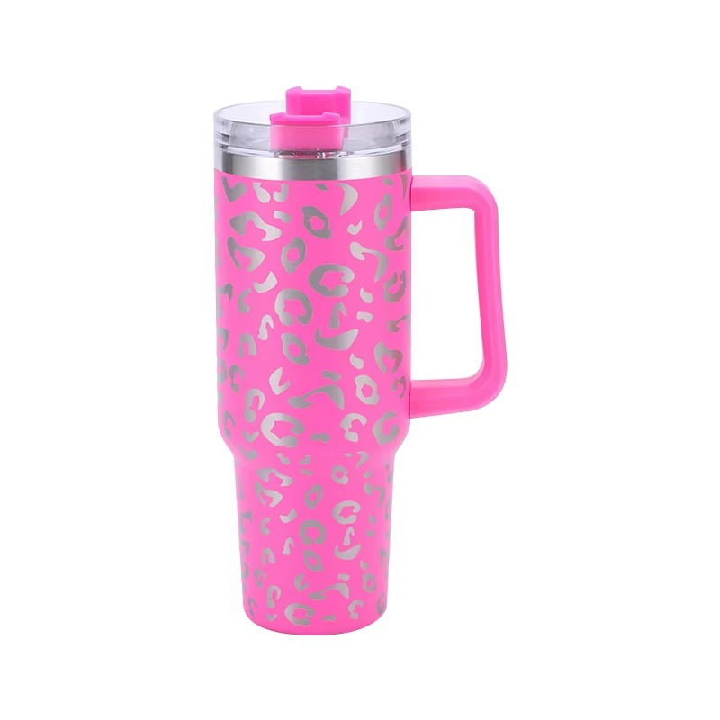 BowLift | Leopard Print Insulated Tumbler with Handle and Straw 40oz Stainless Steel