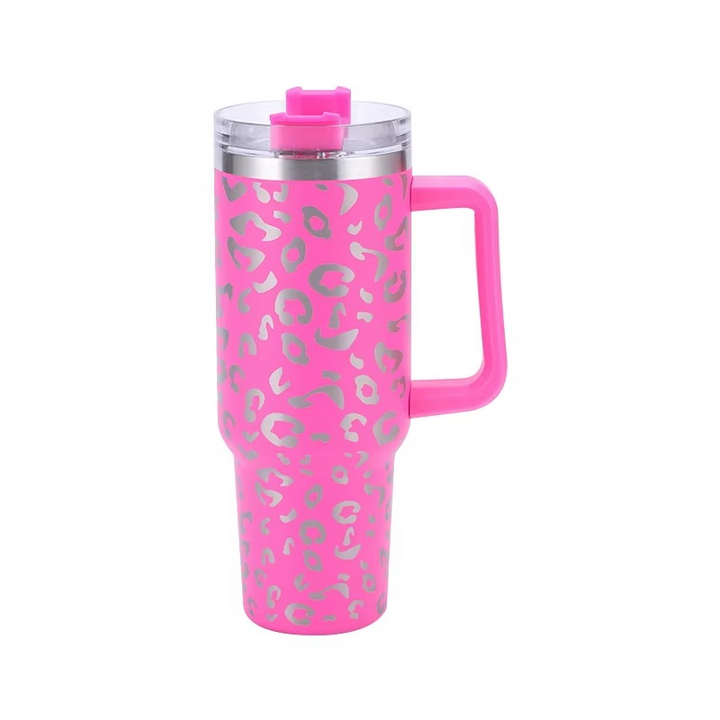 BowLift | Leopard Print Insulated Tumbler with Handle and Straw 40oz Stainless Steel