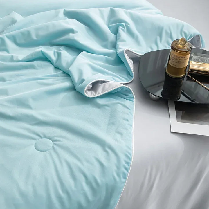 Air Condition Summer Comforter — Pure Color Ice Silk Cooling Blanket, Lightweight & Smooth Twin/King Size Quilt | Bowlift