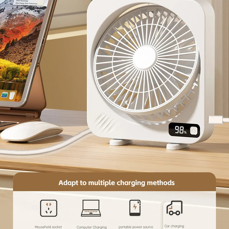 BowLift | AeroLino USB Desk Fan | 5-Level Digital Display | Portable & Quiet | For Office, School & Home
