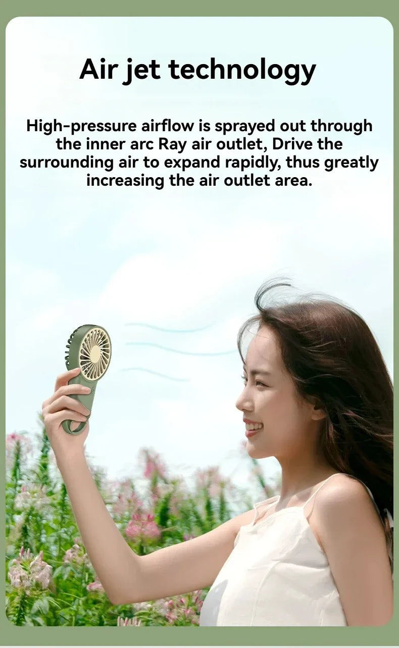 New Foldable USB Rechargeable Mini Fan | Handheld Desktop Fan with Cartoon Design & Hook for Outdoor, Home & Office Use | Bowlift