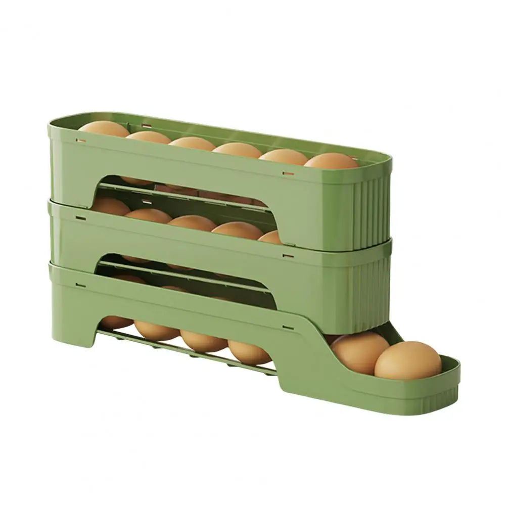 BowLift | Egg Box RolloMaxx | 4-Tier Egg Organizer | Space-Saving & Self-Rolling | Transparent Design