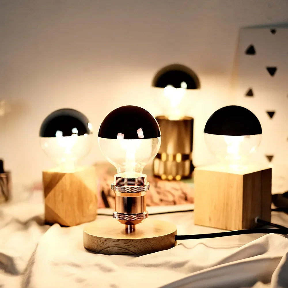 Vintage LED Bulb – Retro Table Lamp with Wooden Base | Bowlift