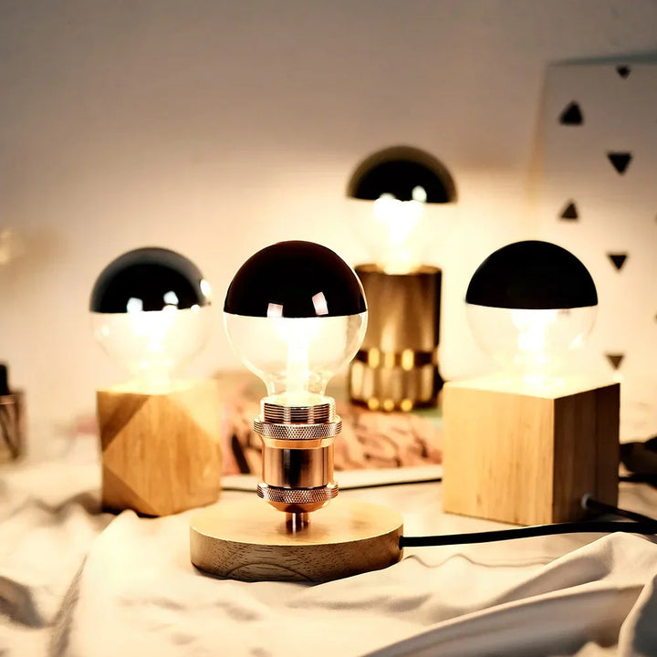 Vintage LED Bulb – Retro Table Lamp with Wooden Base | Bowlift