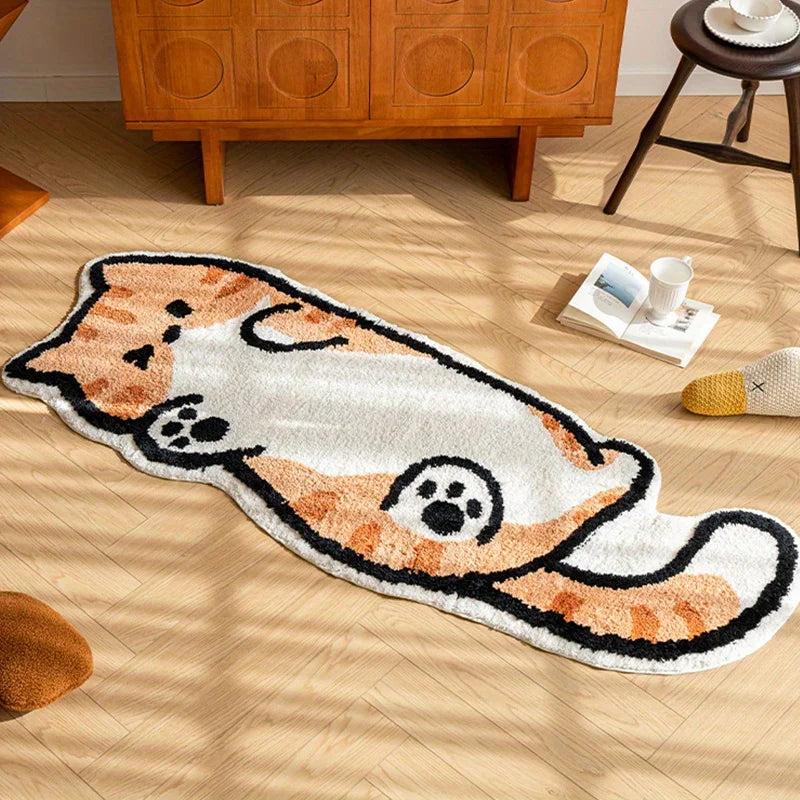 Playful Cat Area Irregular Rug | Bowlift