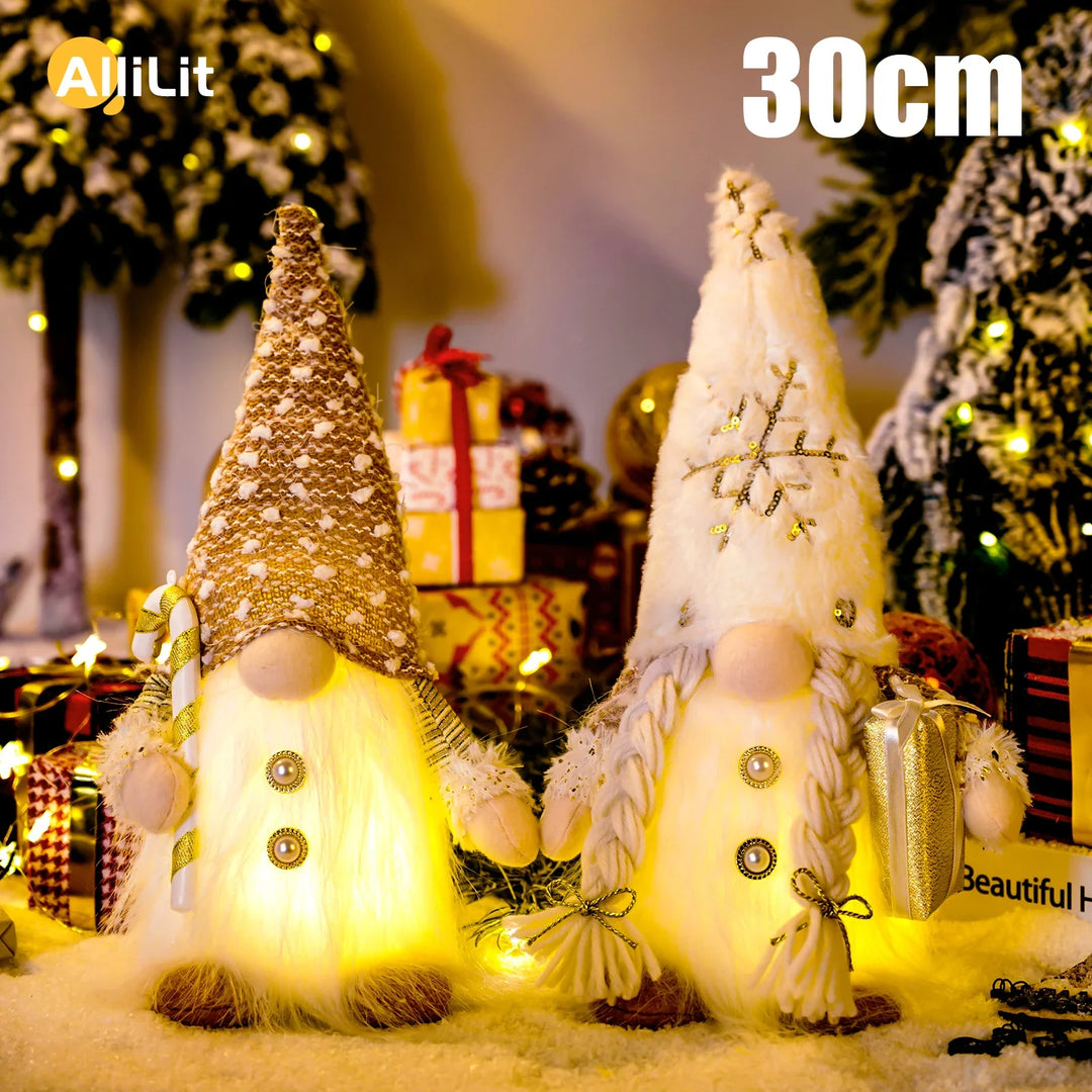 BowLift | Nordlumis | Glowing Christmas Gnome | 30 × 10 × 10 cm | LED Window & Table Decoration | Battery Operated | Gift Idea for Christmas & New Year