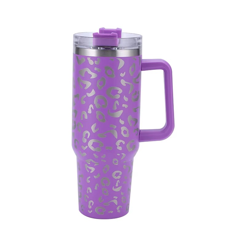 BowLift | Leopard Print Insulated Tumbler with Handle and Straw 40oz Stainless Steel
