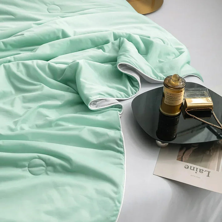 Air Condition Summer Comforter — Pure Color Ice Silk Cooling Blanket, Lightweight & Smooth Twin/King Size Quilt | Bowlift