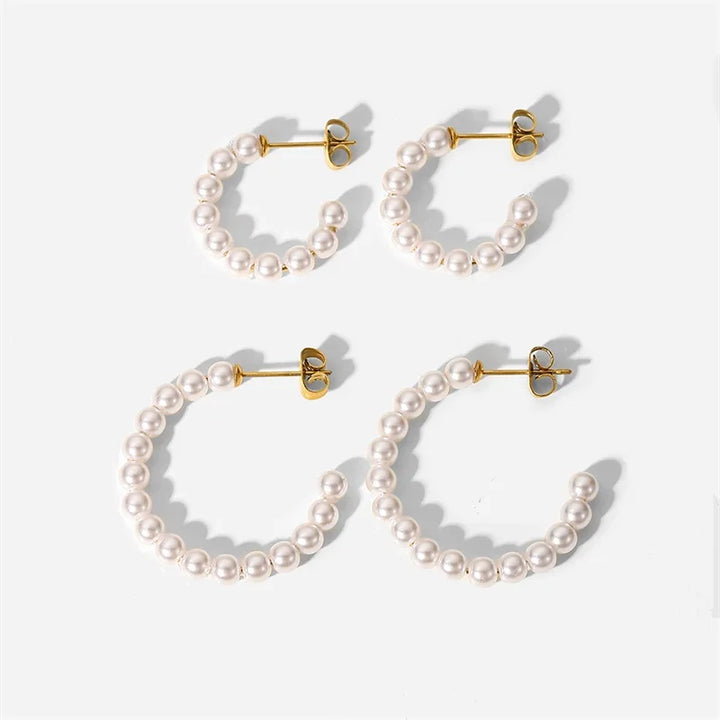 BowLift | Elegant C Hoop Pearl Earrings