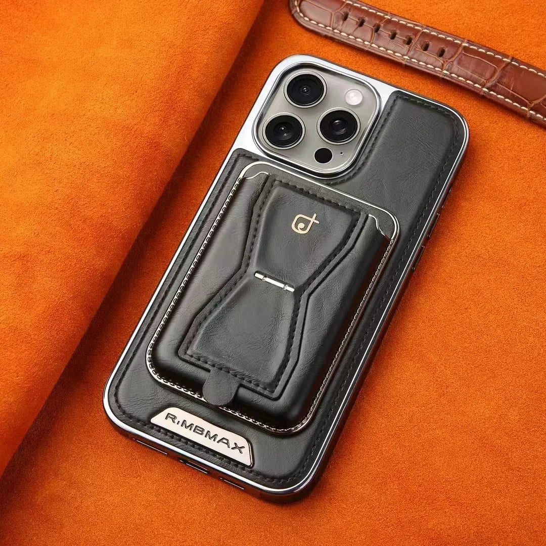 BowLift | Lux Hold Leather Wallet Stand iPhone Case