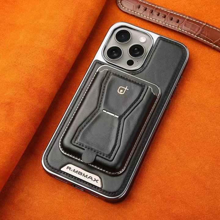 BowLift | Lux Hold Leather Wallet Stand iPhone Case
