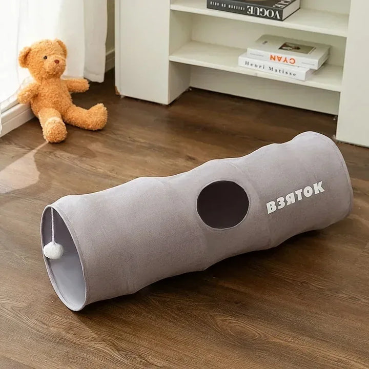 Collapsible cat tunnel for indoor cats to play and hide Bowlift