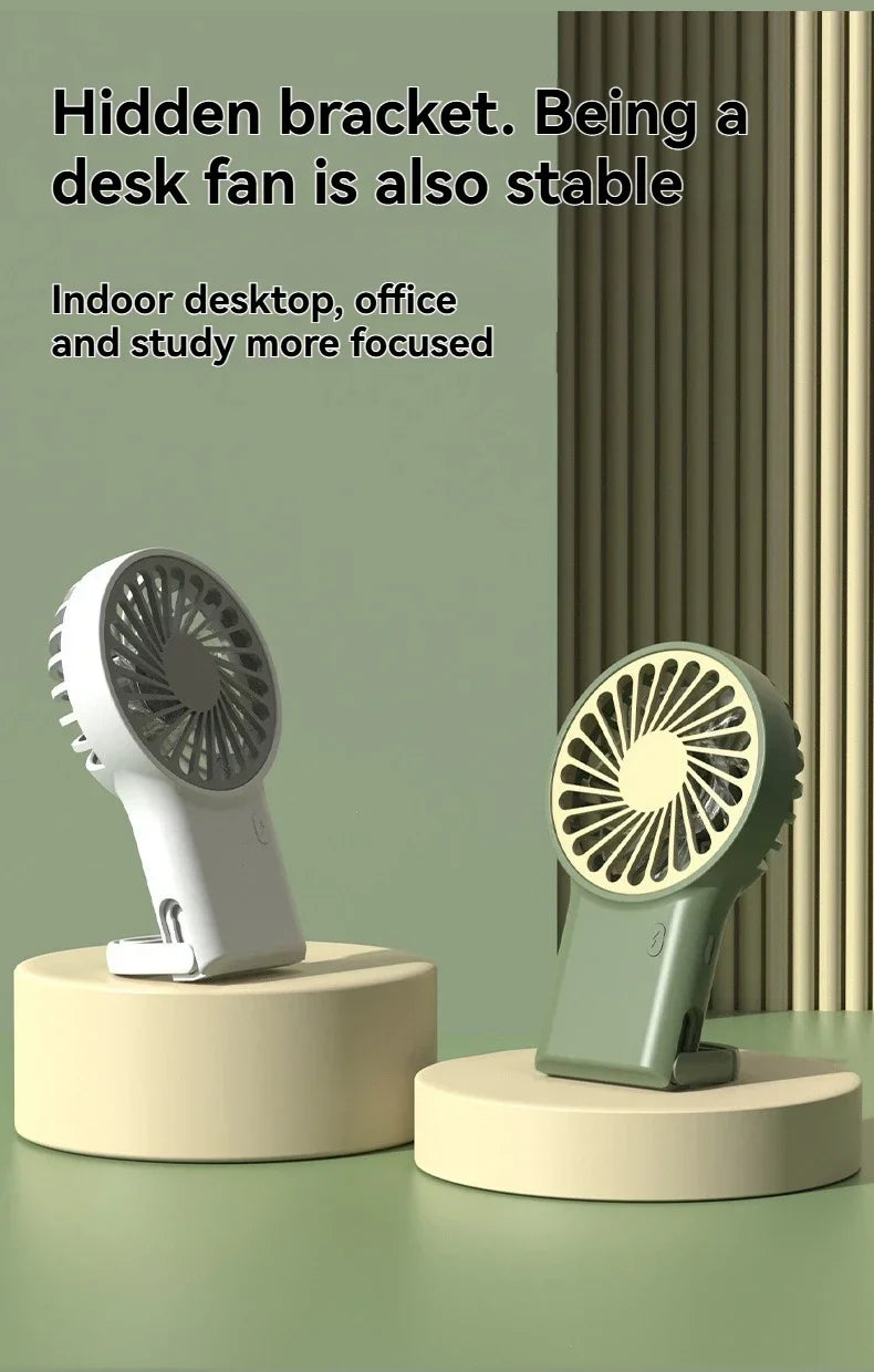 New Foldable USB Rechargeable Mini Fan | Handheld Desktop Fan with Cartoon Design & Hook for Outdoor, Home & Office Use | Bowlift