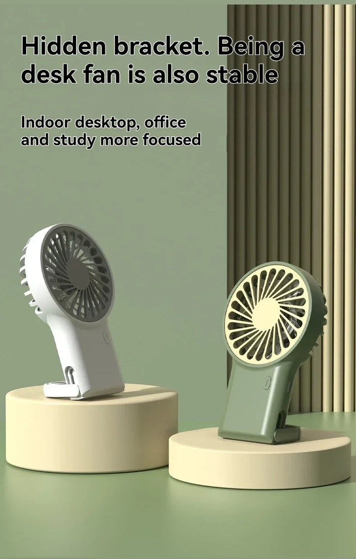 New Foldable USB Rechargeable Mini Fan | Handheld Desktop Fan with Cartoon Design & Hook for Outdoor, Home & Office Use | Bowlift