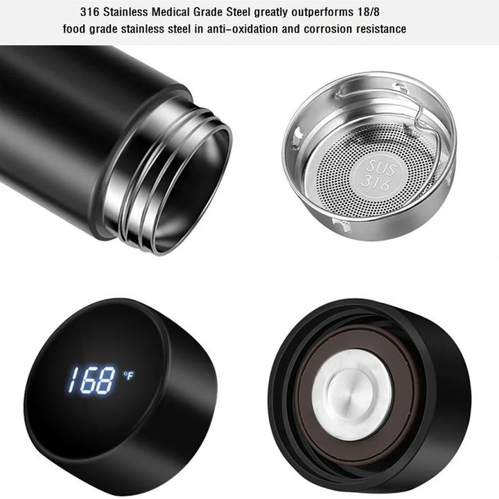 Stainless steel thermos with digital display