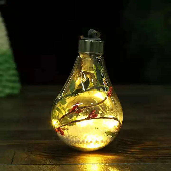BowLift | LumiLeaf LED Light Orb with Leaves | Transparent Decorative Light with Warm Sparkle | Battery Operated & Hangable | For Weddings, Christmas & Living Room