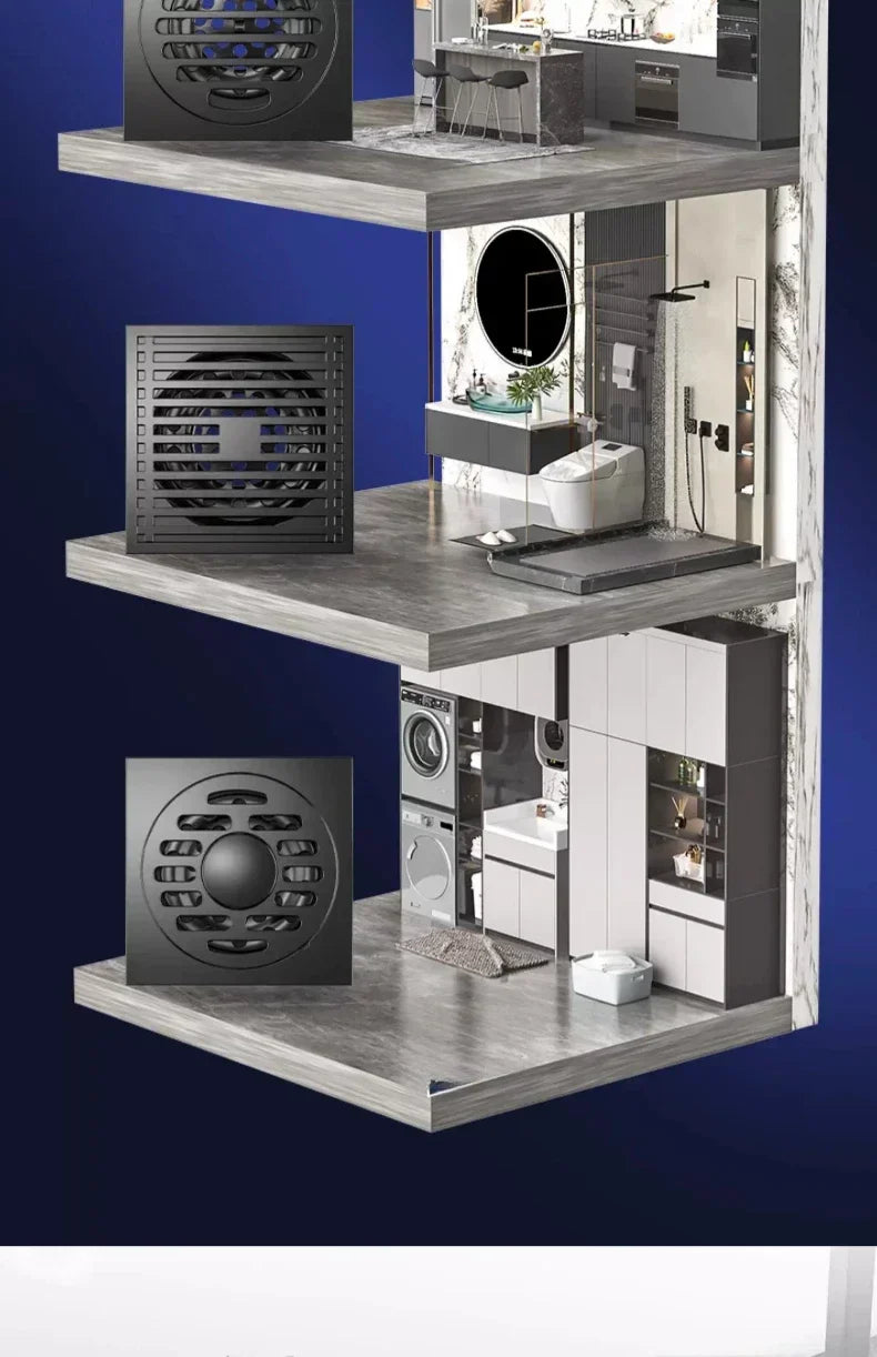 AquaShield Square Stainless Steel Floor Drain Bowlift