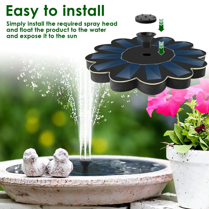 BowLift | Solar Spring Garden Fountain | 5 Nozzle Attachments | Energy Saving & Maintenance-Free | For Pond, Bird Bath & Balcony