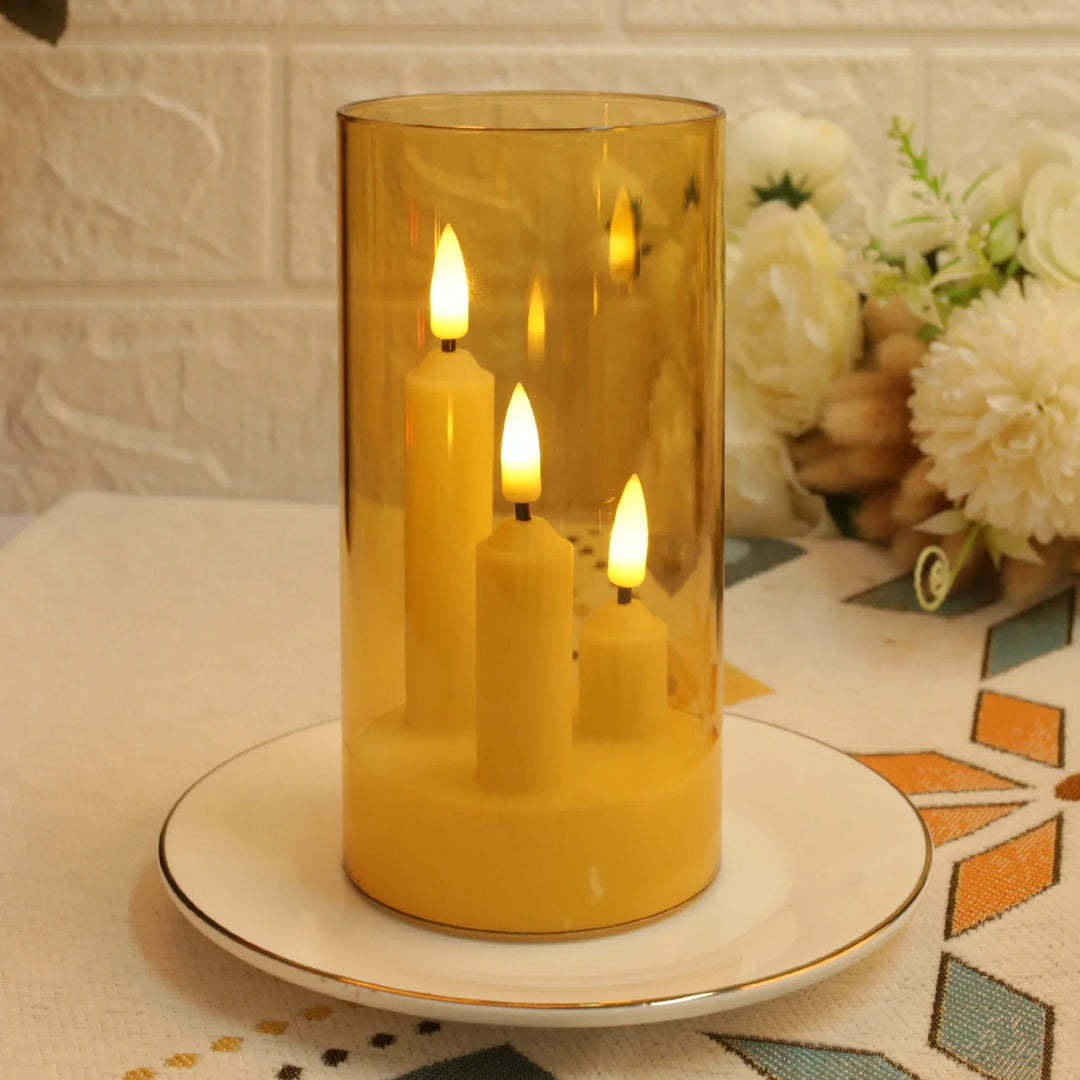 BowLift | Lunavera | Flameless LED Stick Candle 3-in-1 | With 15 cm Lampshade | Battery-operated & Flickering Light | For Christmas, Wedding & Decor