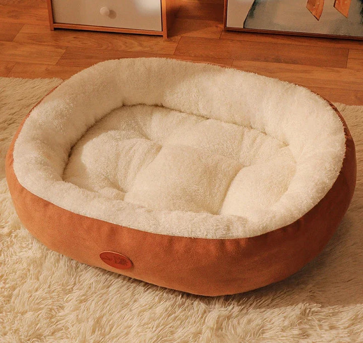 Oval Plush Bed for Dogs & Cats Bowlift
