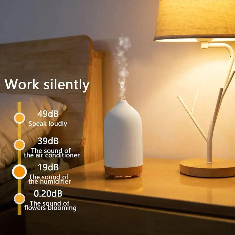 BowLift | Aromisca Ceramic Aroma Diffuser | 100 ml Ultrasonic Air Humidifier | 7 LED Colors & Timer | Handcrafted Design