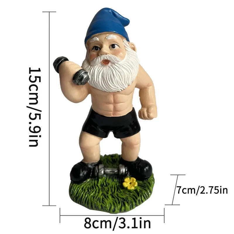 BowLift | Funny Gnome Figurine made of Resin as Weightlifter for Garden Decoration
