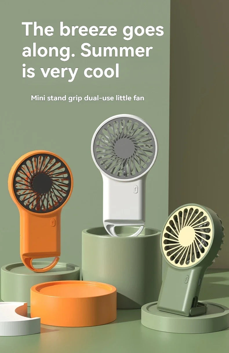 New Foldable USB Rechargeable Mini Fan | Handheld Desktop Fan with Cartoon Design & Hook for Outdoor, Home & Office Use | Bowlift