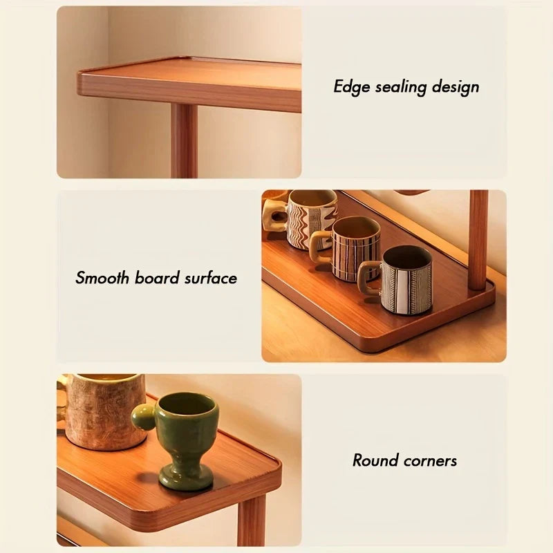BambuCasa 2-tier wooden shelf Bowlift
