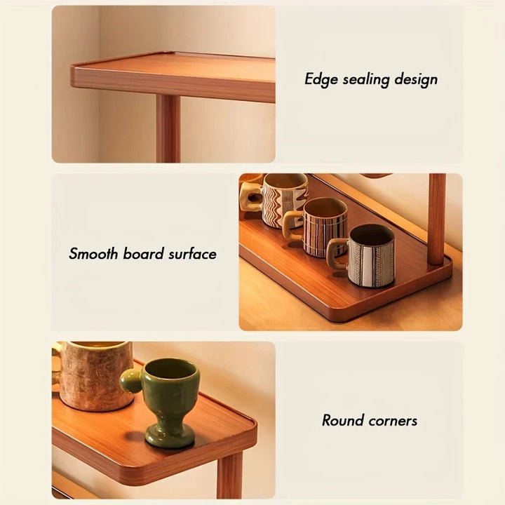 BambuCasa 2-tier wooden shelf Bowlift