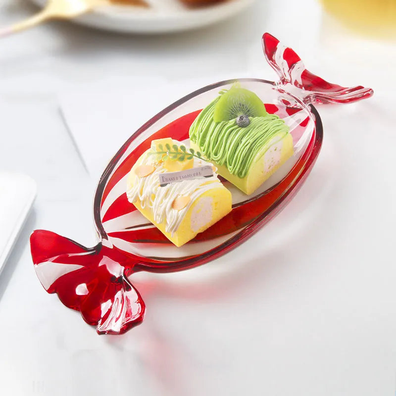 Candy-shaped Glass Snack Plate