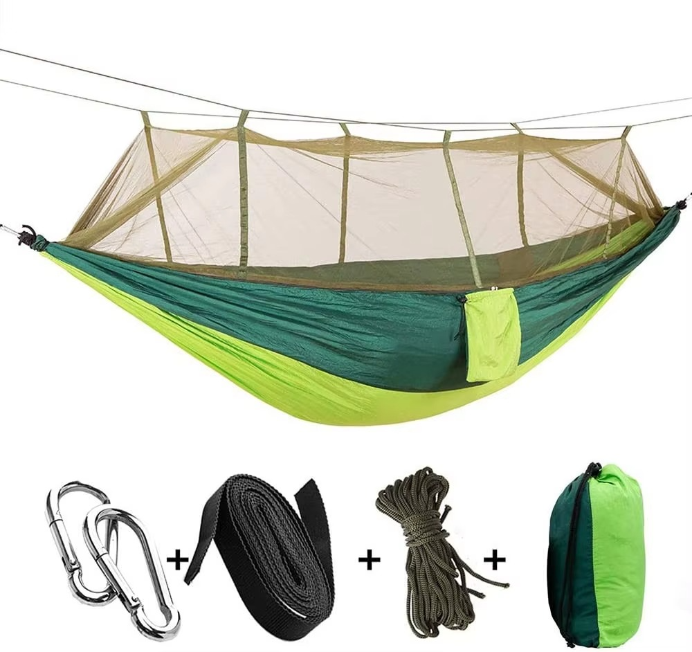 BowLift | 2-Person Outdoor Hammock with Mosquito Net - Portable Parachute Fabric Camping Bed