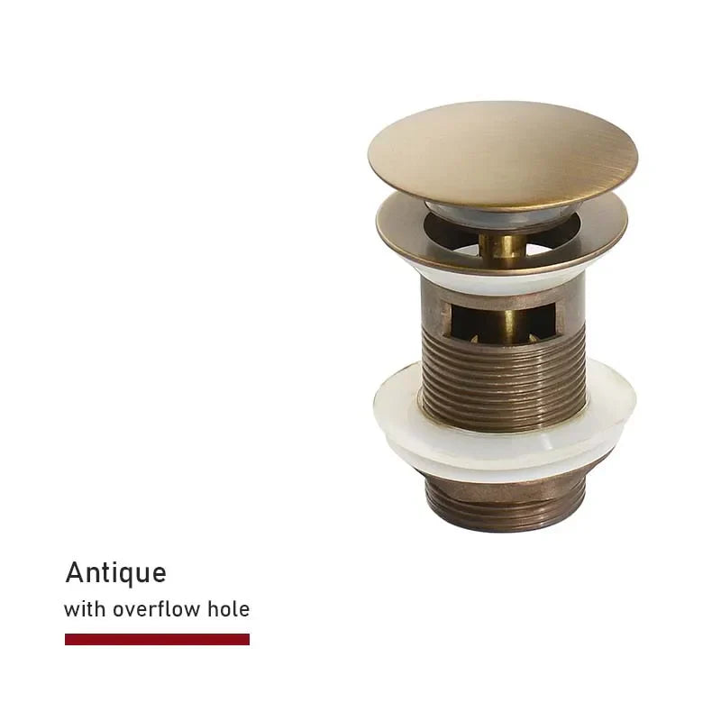 Drain screw with push-down popup – brass | 11 colors | With or without overflow Bowlift