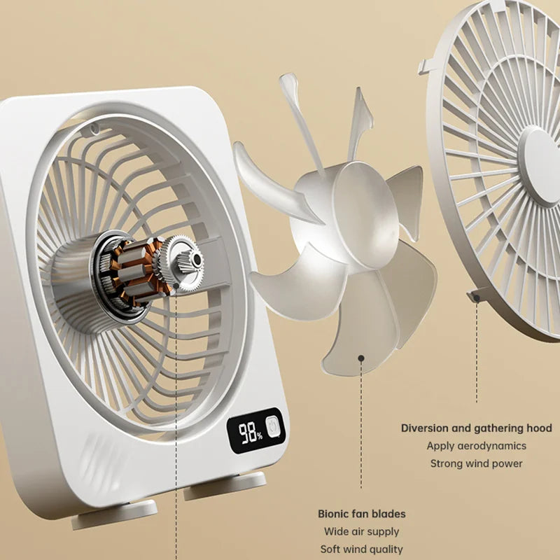 BowLift | AeroLino USB Desk Fan | 5-Level Digital Display | Portable & Quiet | For Office, School & Home