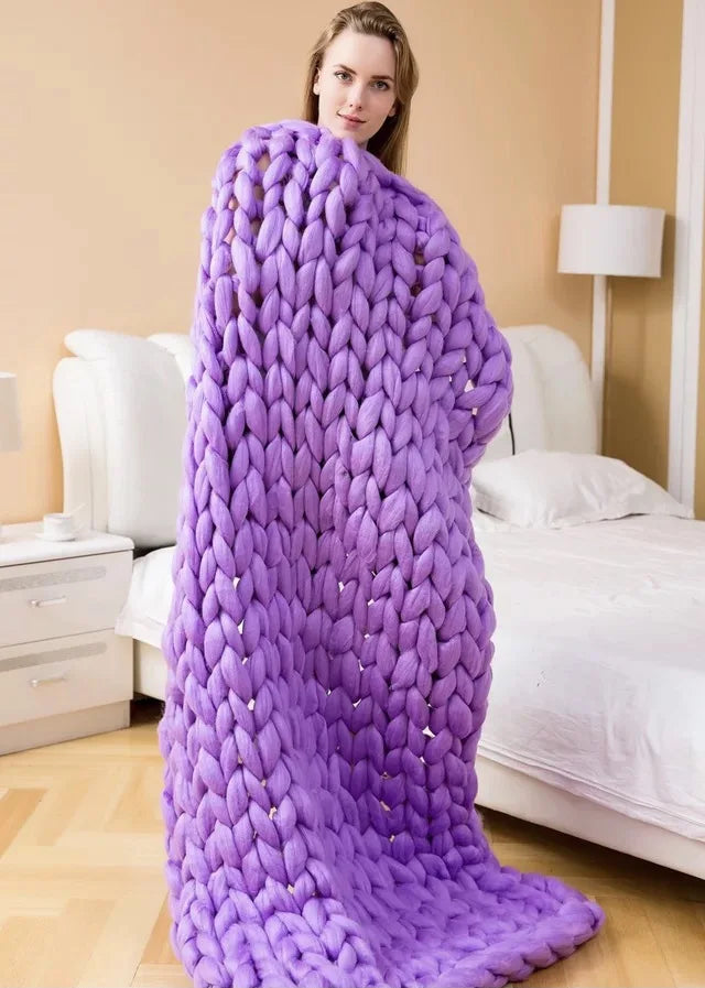 BowLift | Chunky Knit Blanket – Cozy Wool Blanket for Every Room – Soft & Warm – Perfect for Sofa and Bed