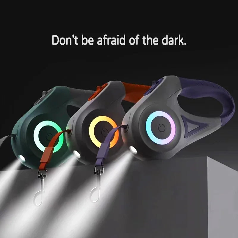 BowLift | LED Dog Leash LumiLeash FlexiLight | Retractable leash with lighting | 3 m & 5 m length | For dogs & cats up to 35 kg