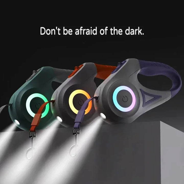 BowLift | LED Dog Leash LumiLeash FlexiLight | Retractable leash with lighting | 3 m & 5 m length | For dogs & cats up to 35 kg