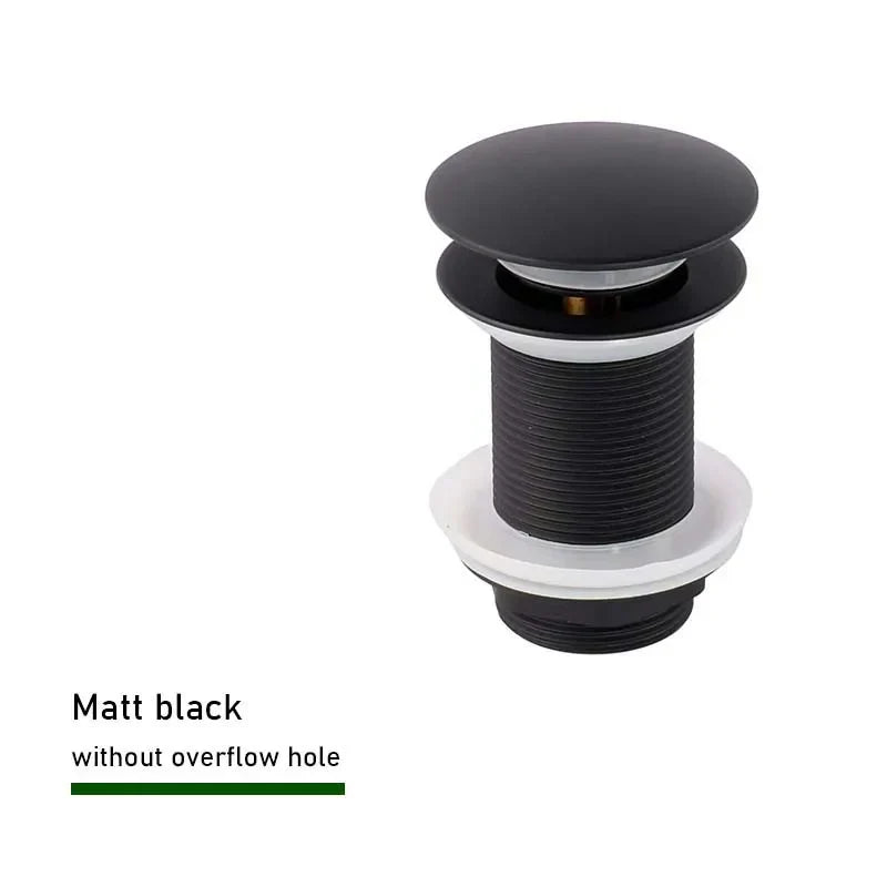 Drain screw with push-down popup – brass | 11 colors | With or without overflow Bowlift