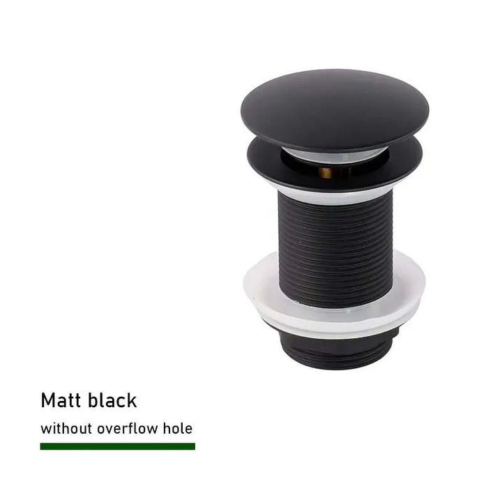 Drain screw with push-down popup – brass | 11 colors | With or without overflow Bowlift