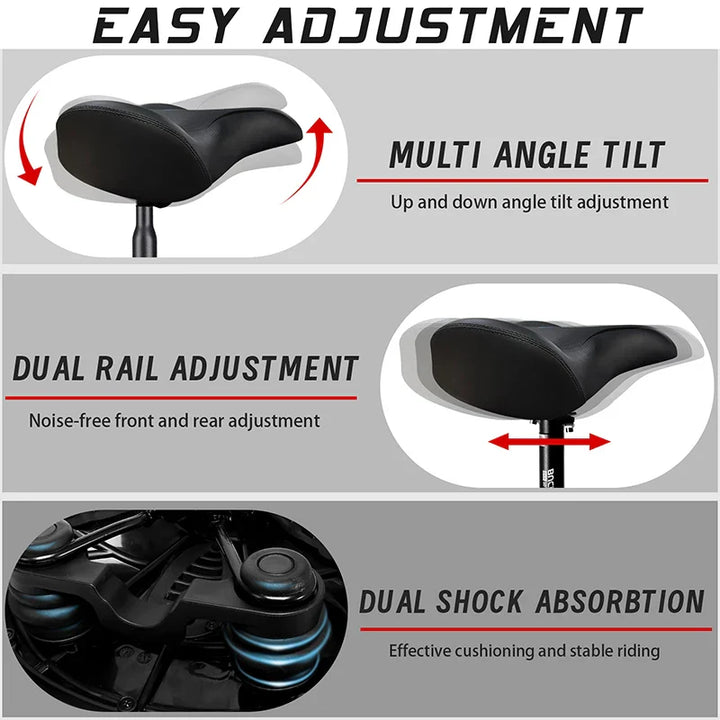 BowLift | Oversized Bike Saddle with Shock Absorption and Waterproof Design – Comfortable Bicycle Seat for Long Distances