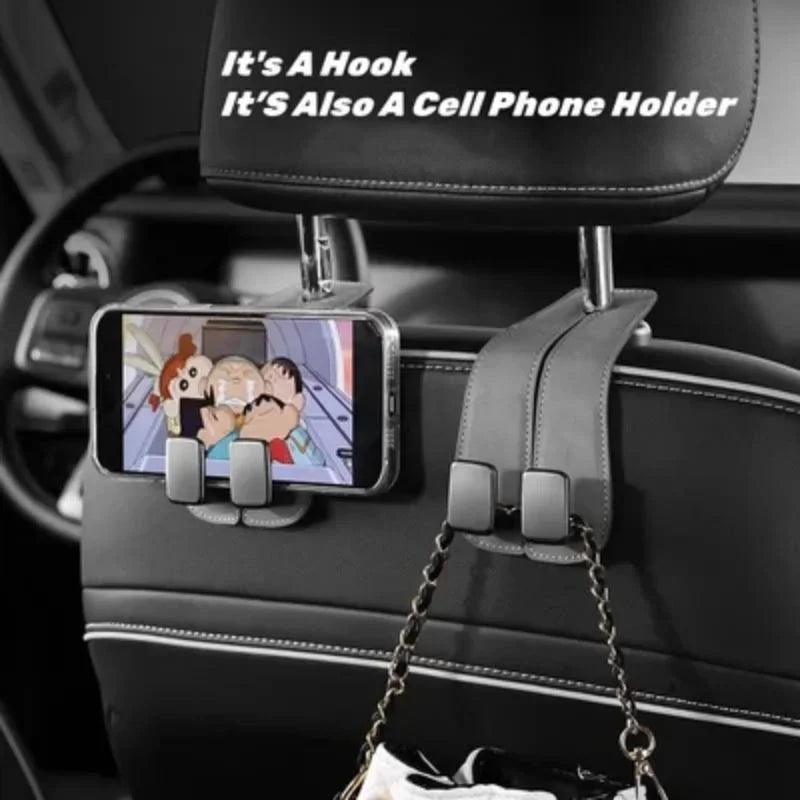 BowLift | Double Hook Car Back Seat Organizer Leather Hooks