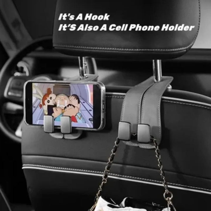 BowLift | Double Hook Car Back Seat Organizer Leather Hooks
