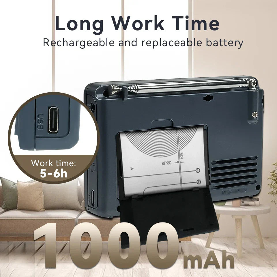 EchoWave - Draagbare Retro Radio met Krachtig Geluid Bowlift