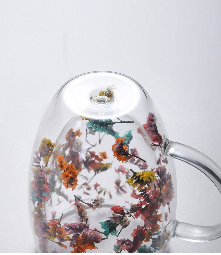 Double-walled dried flower glass cup