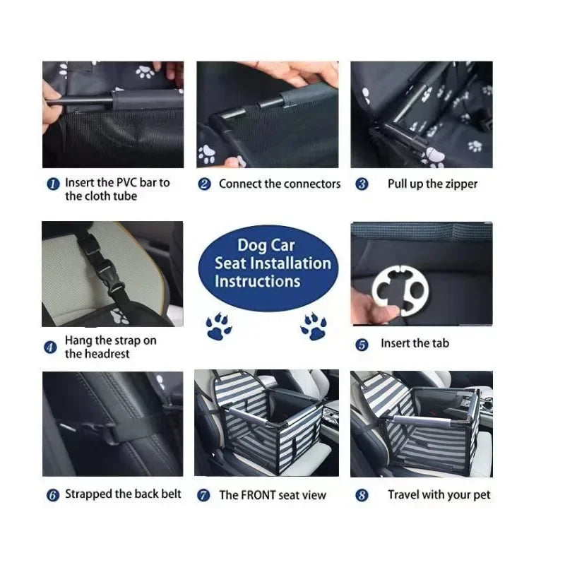 BowLift | PawVoyage Waterproof Car Dog Seat | Carry Bag & Transport Basket | For small to medium dogs | 39×39×27 cm