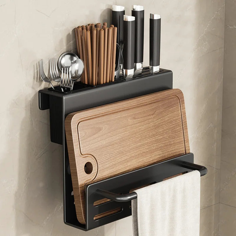 ChefSpace Wall-mounted Knife Holder with Cutting Board Storage – Stainless Steel Bowlift