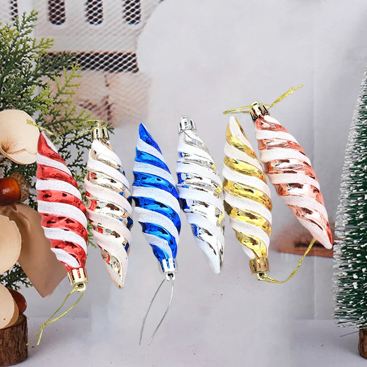 Spiral Christmas Hanging Ornaments, 11 cm Tall, for Trees and Celebrations