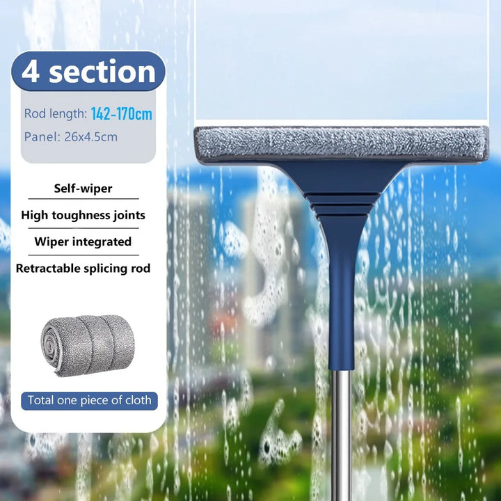 BowLift | FensterFlex 2-in-1 Window Cleaner | Adjustable Telescopic Handle | Squeegee & Microfiber Mop | For Windows, Glass & Frames
